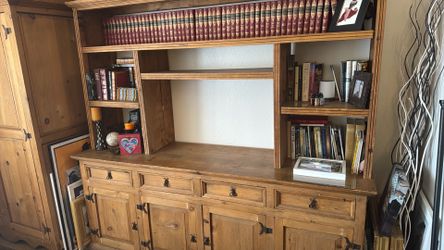 Credenza rustic pine with detachable bookshelf
