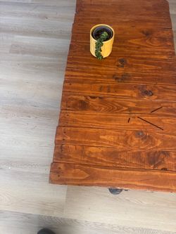 Rustic Reclaimed Wood Coffee Table on Casters