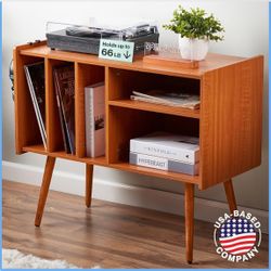 NEW/SEALED LOFT + IVY Record Player Stand with Vinyl Storage – Turntable Table with Shelves and Back