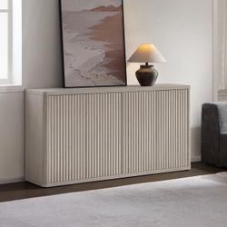 Buffet Cabinet with Storage Accent Sideboard with 4 Doors 66.3" Wide Fluted Credenza Modern Buffet Table Media Console Cabinet Entryway Cabinets for L