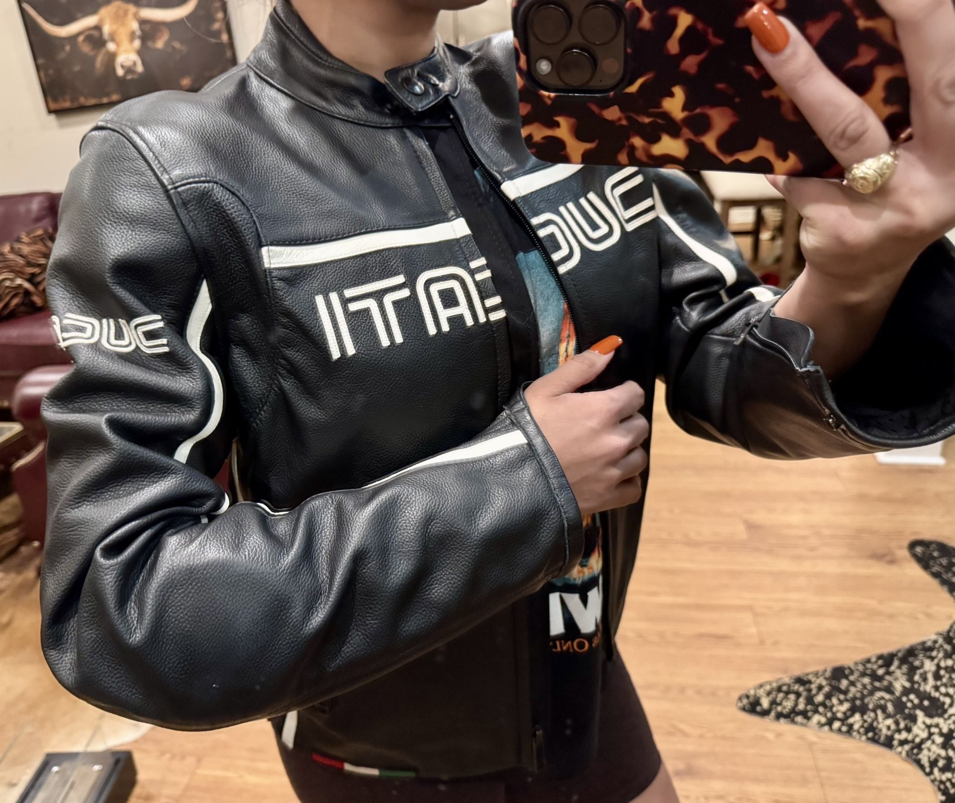 NEW Ducati Armored Leather Motorcycle Jacket 44 Size Small $695