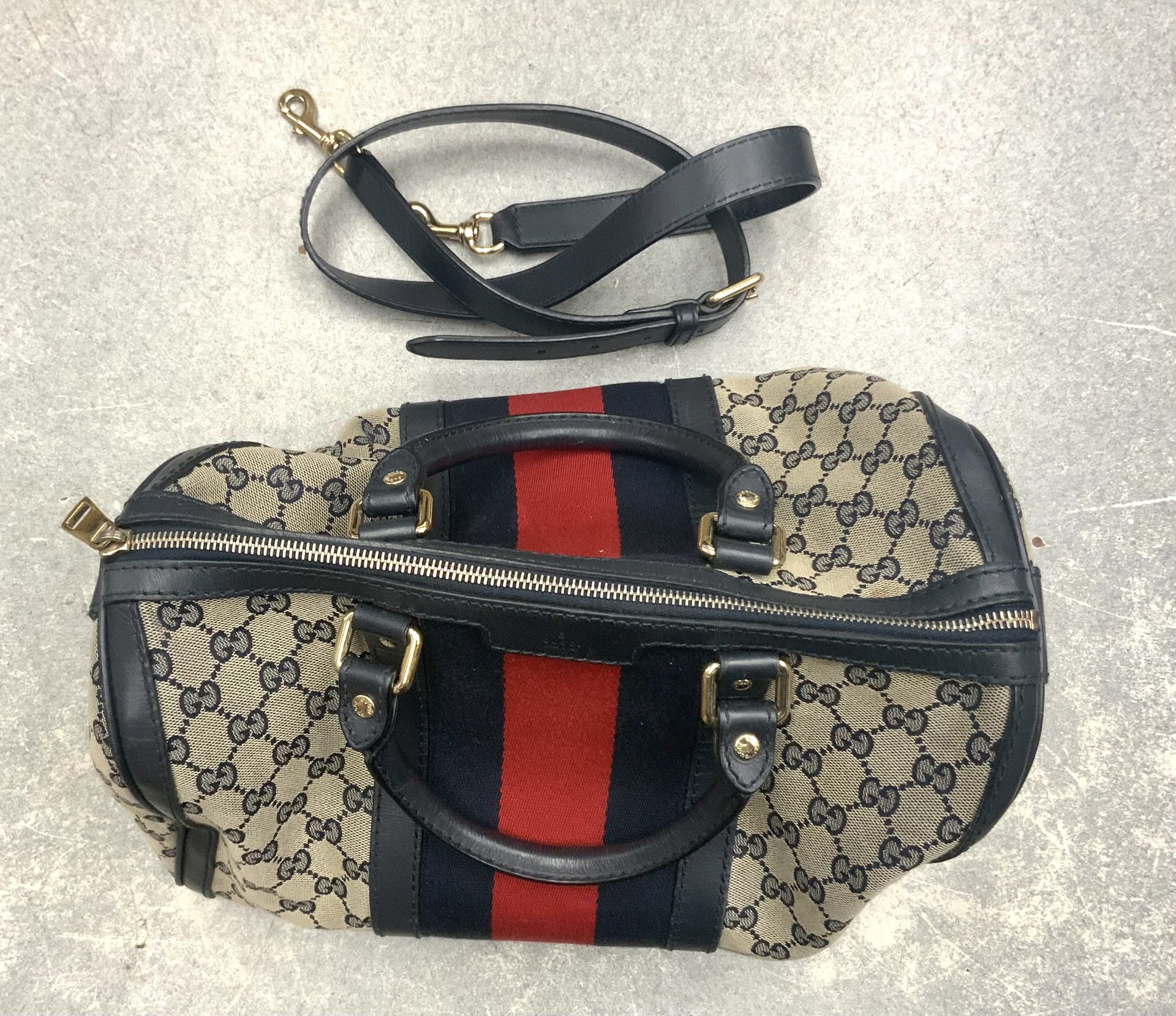 Authentic Gucci Boston GG Bag Luxury Large Monogram Print Canvas Tote Woman Duffle Leather Purse Handbag Travel