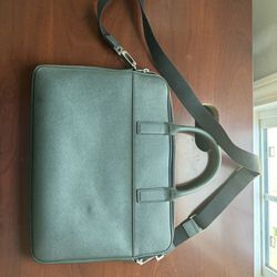 Jack Spade Green Leather Slim Briefcase