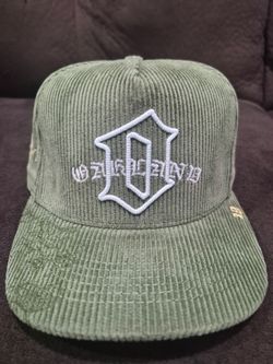 Green Corduroy Snapback Hat with Embroidered Logo
