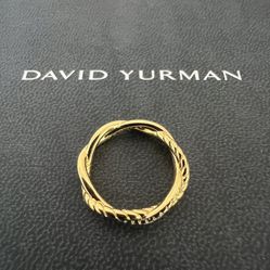 Authentic David Yurman Petite Infinity Twist Ring In 18K Gold with Pave Diamonds Size 8 