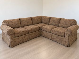 Brown Paisley Pattern Sectional Sofa - Exceptional Condition and comfort
