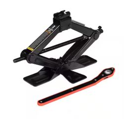 Big Red Steel Portable Wide Base Cross Car Scissor Jack Include Ratchet Wrench 2-Ton (4,000 lbs.) Capacity, Black=Z2-211