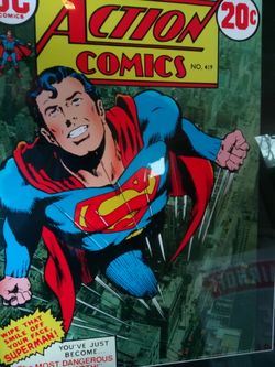 Superman glass poster very nice 1 inch thick.