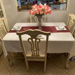 Dining Table Set White Wash