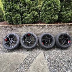 Corvette Powder Coated C5 Wheels with new TPMS sensors, New Tires and lug nuts.