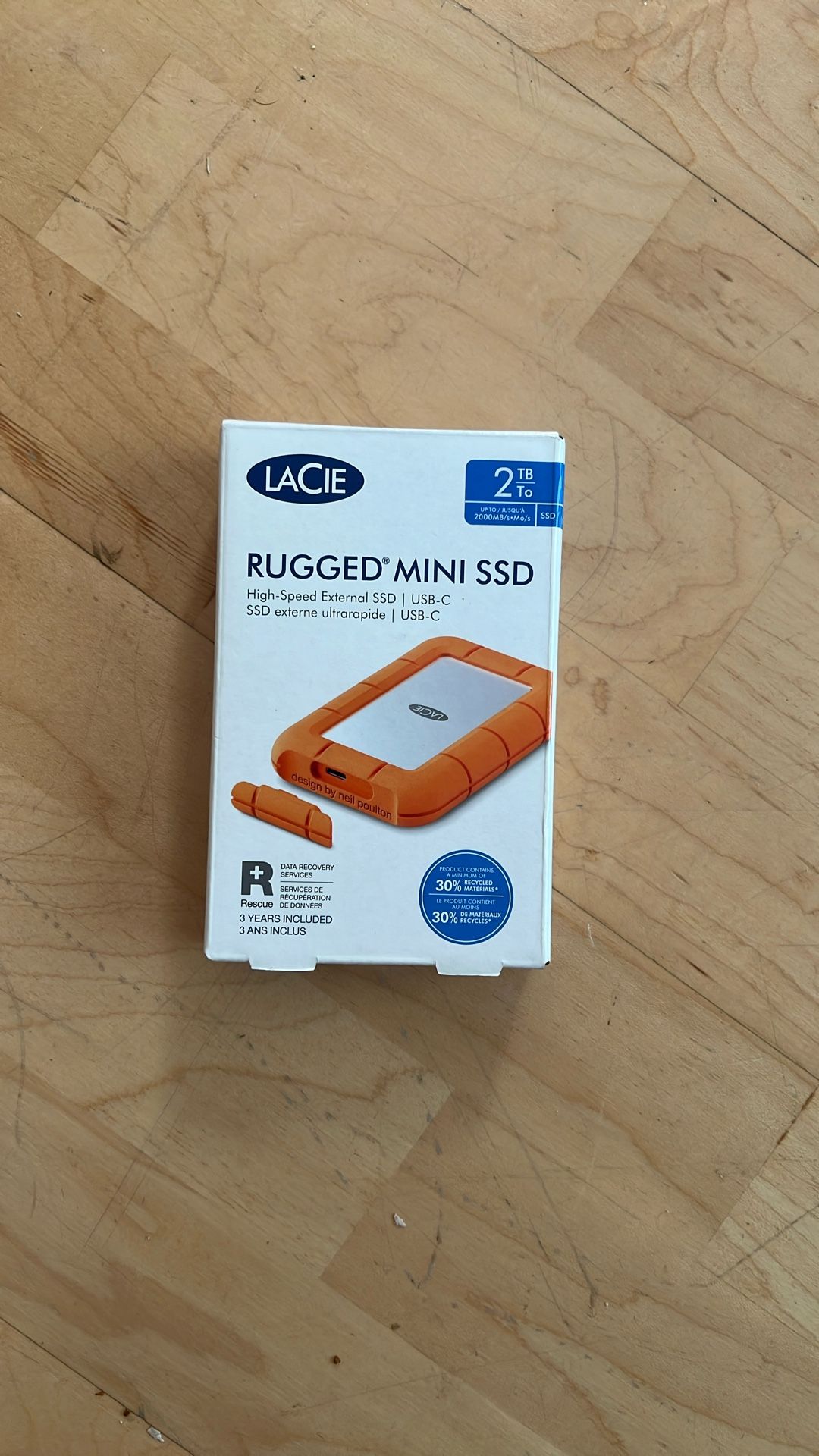 LaCie - Rugged Mini SSD 2TB Solid State Drive - USB 3.2 Gen 2x2, speeds up to 2000MB/s (STMF(contact info removed)) - Silver and Orange