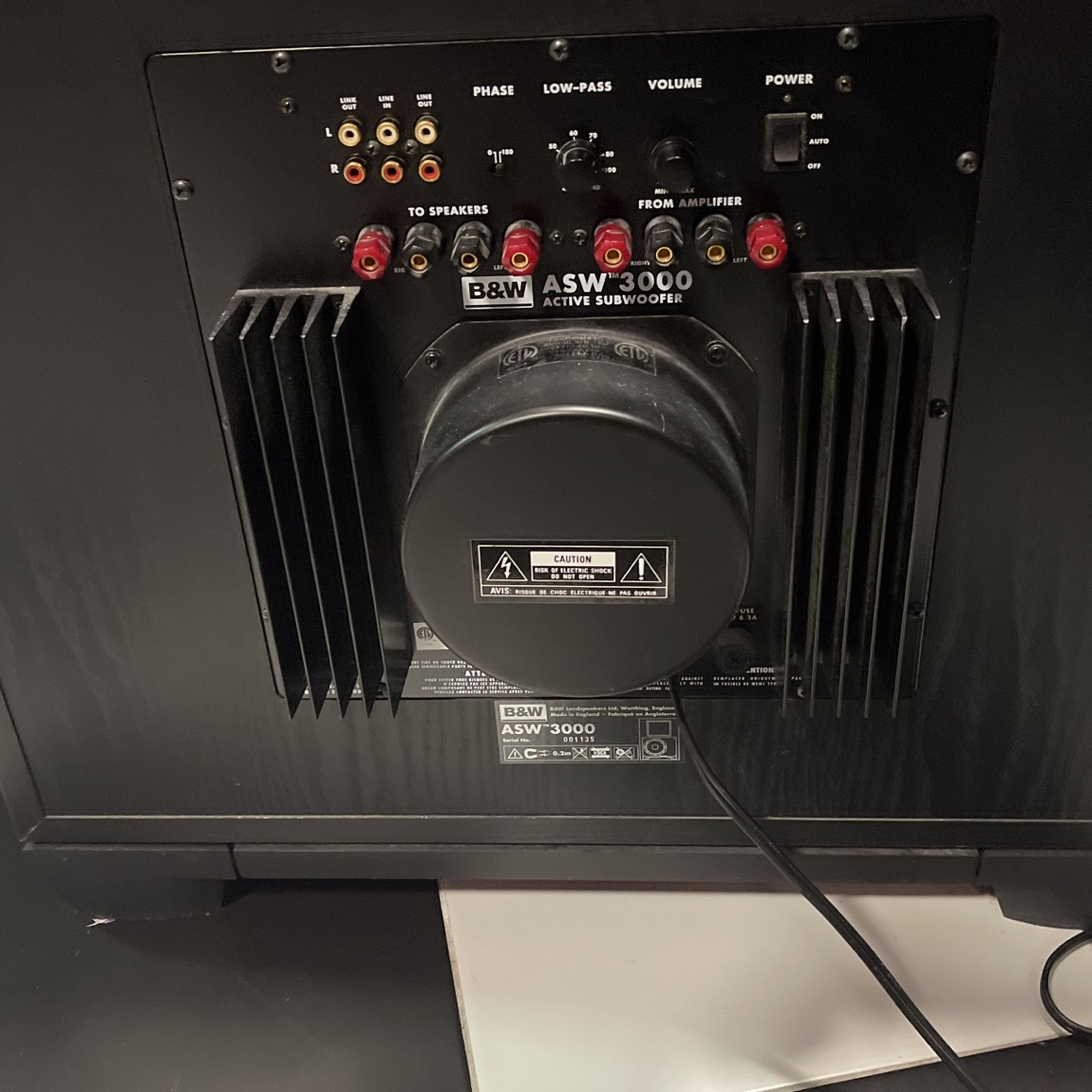 B&W Subwoofer Model ASW 3000