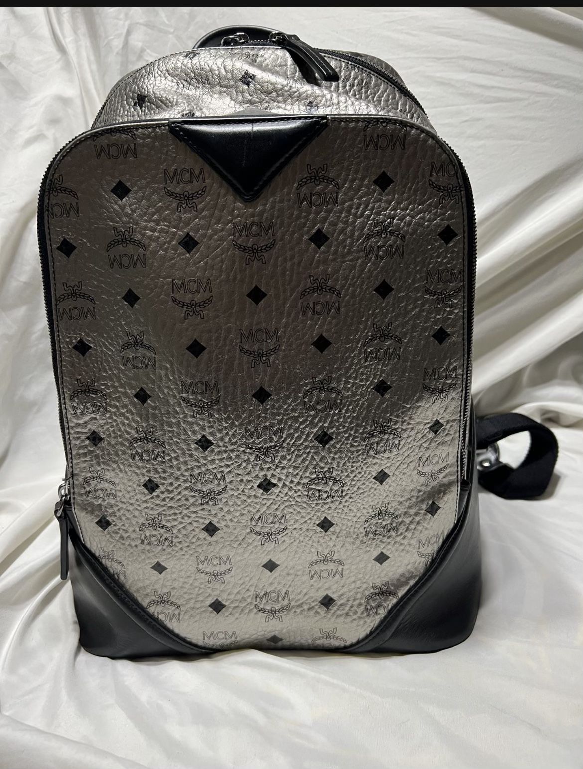 MCM Silver Leather Backpack 