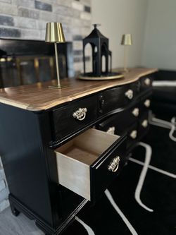 Vintage Black & Wood Dresser