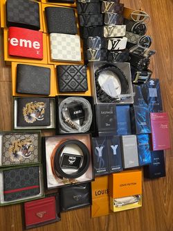 Designer colognes, belts, wallets, card holders, clothes