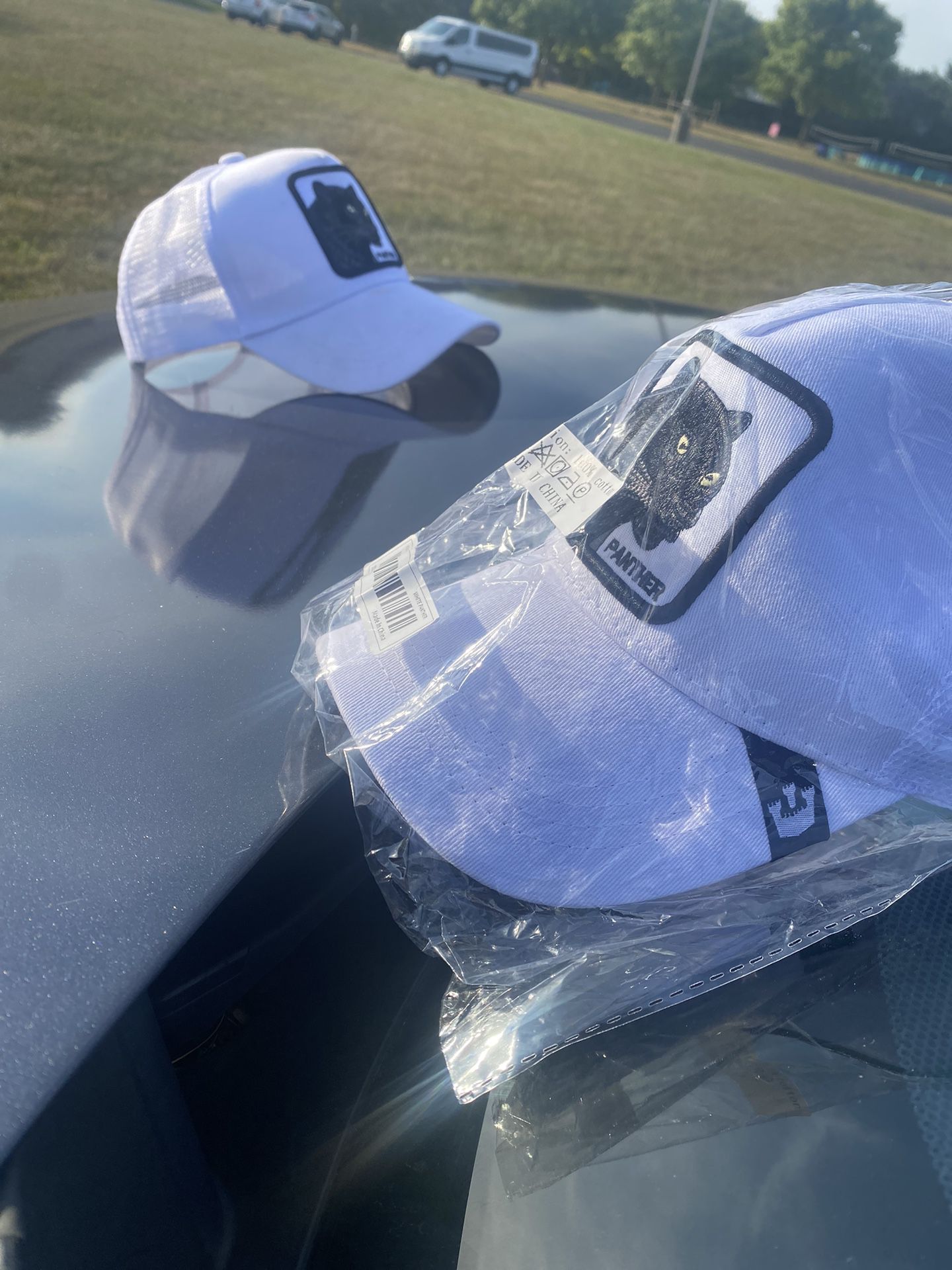 Brand New White Panther Trucker Hats