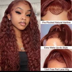 “40” Reddish Brown Human Hair wig 250 Density