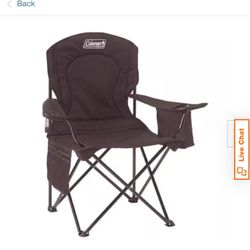 Steel Camping Chair with Built-In 4 Can Cooler, Black