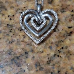 Sterling Silver .925  Diamond Necklace 