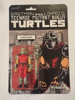 SUPER 7 REACTION FIGURES. IDW. COMICS. EASTMAN AND LAIRDS. TEENAGE MUTANT NINJA TURTLES. SHREDDER 3.75 " ACTION FIGURE.