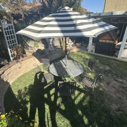 Beautiful Wrought Iron Patio Set With Umbrella