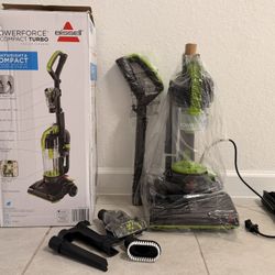 BISSELL PowerForce Compact Turbo, Bagless, Upright Vacuum, Powerful Suction, East Empty Dirt Tank, Lightweight, High Reach Wand, 2690, Green & Black