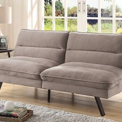 Brand New Plush Grey Adjustable Futon Sofa Sleeper