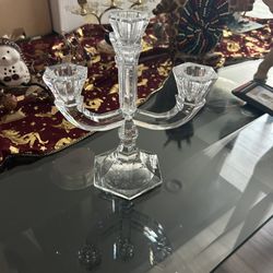 Quad Candle Holder Clear Glass Holds 4 - 9"