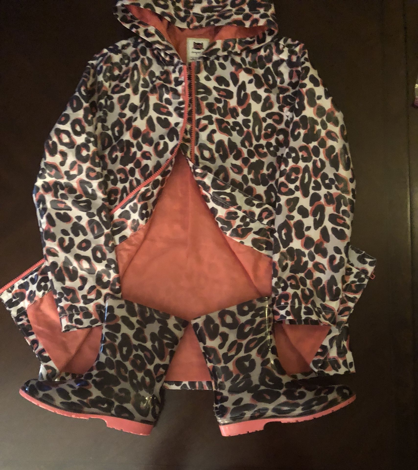 “School Ready” Raincoat and Rain Boots (Gymboree)Size 10/12