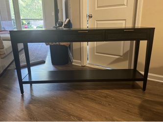 Studio McGee x Threshold "East Bluff" 60" Console Table, Black with Woven Drawers