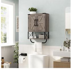Small Bathroom Wall Cabinet, Farmhouse Wall-Mounted Medicine Storage Cabinet 