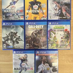 8 PS4 Games Bundle, Madden 15, 16, 18, Jedi Fallen Order, PvZ, Destiny 2, Fifa18