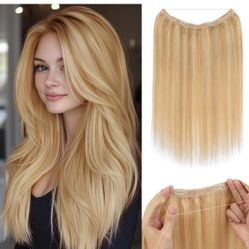 16” Bleach blond Hair Halo, Real Human Hair New