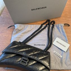 Balenciaga - Crush Small Chain Bag - Quilted In Black Crushed Calfskin - $2,400 (Oak Brook)