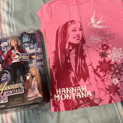 Hannah Montana doll (NEW) & 7-8yr T-shirt