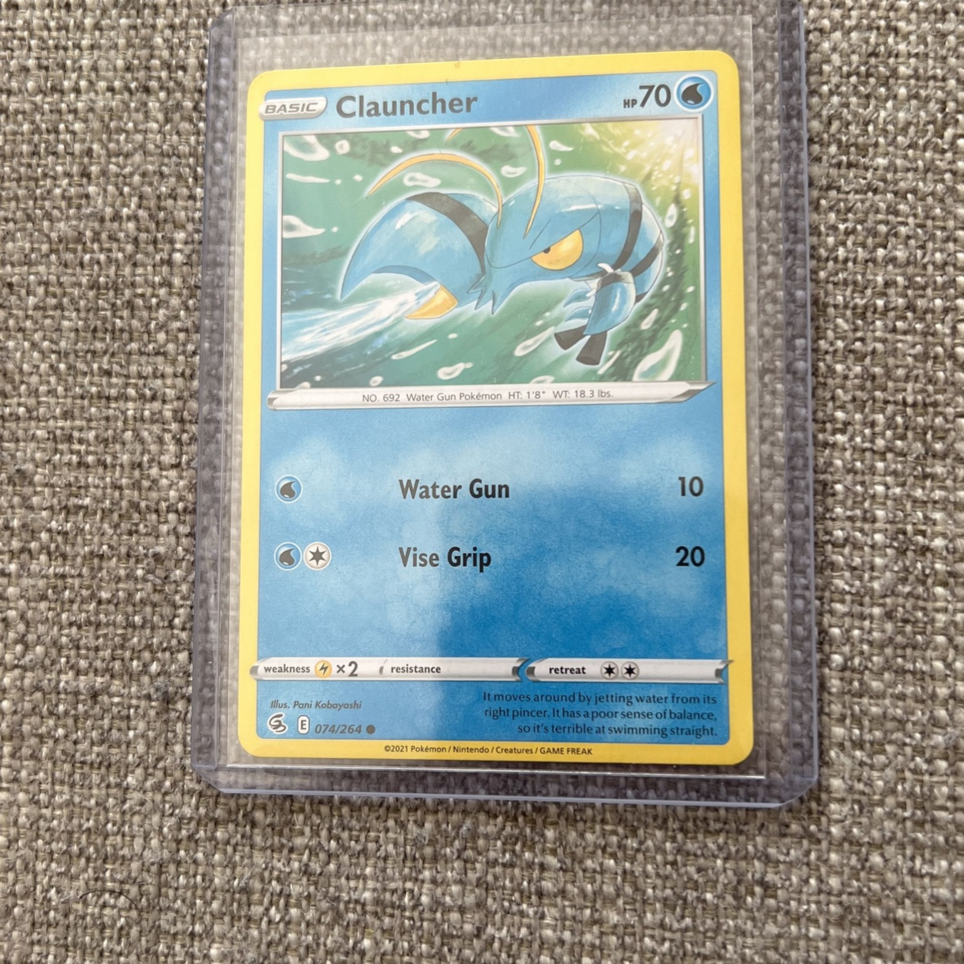 Clauncher Inverted Backside Miscut Error Pokemon Card Fusion Strike 074/264