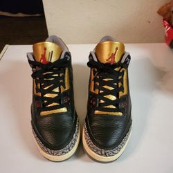 Jordan's Shoes Retro 3 Black Cement Gold Size 8.5 $40 NO BOX