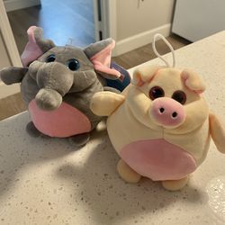 Set Of Elephant And Piggy Plushies