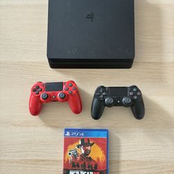 PS4 Slim With Two 2 Controllers And RDR 2
