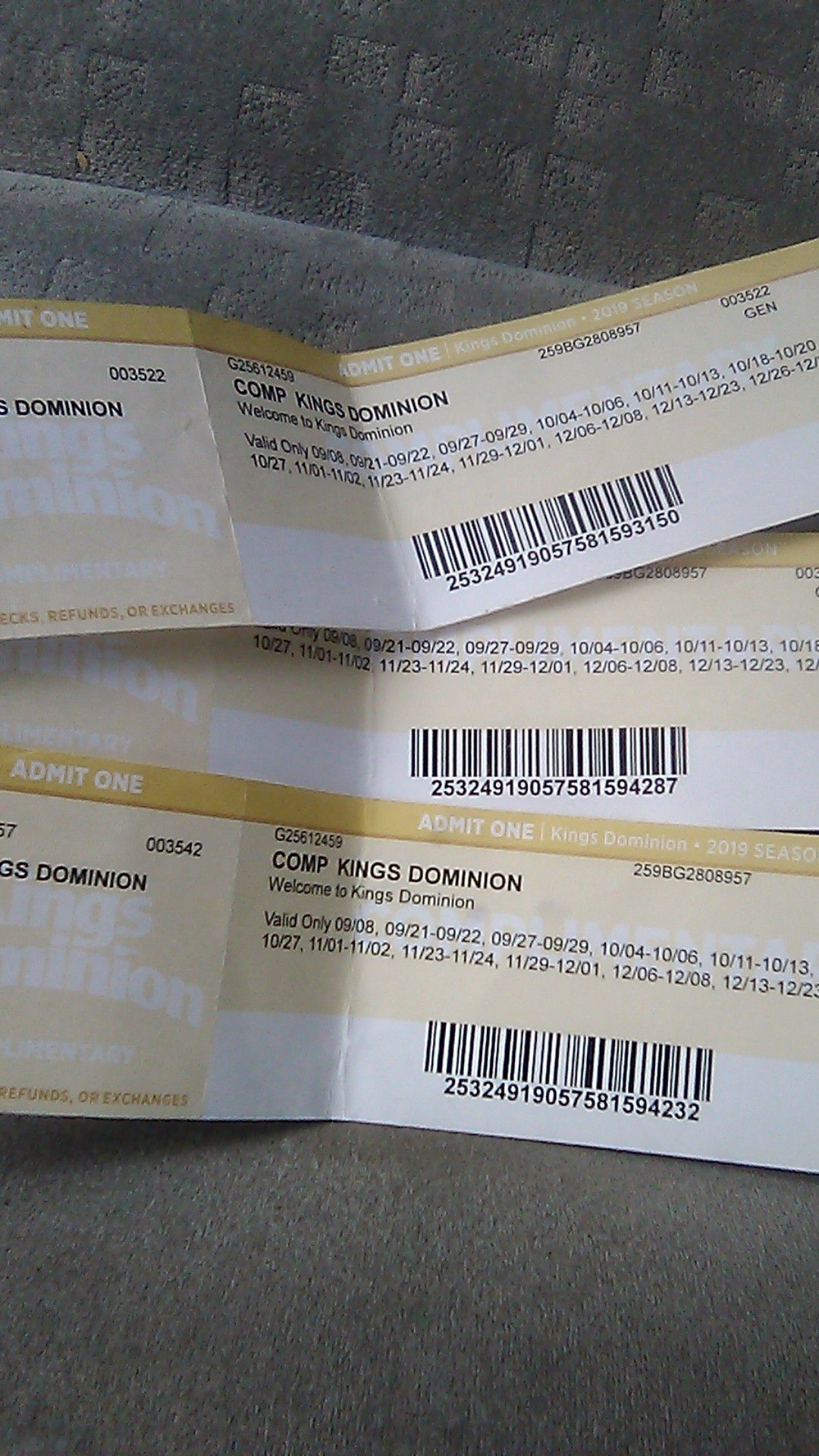3 Kings Dominion Tickets Have more if needed