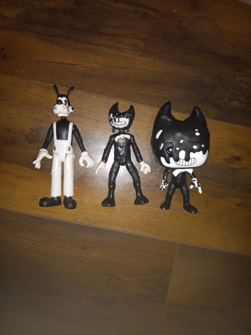 2 BATIM Bendy Figures Boris And Ink Bendy Along With Ink Bendy Funko POP
