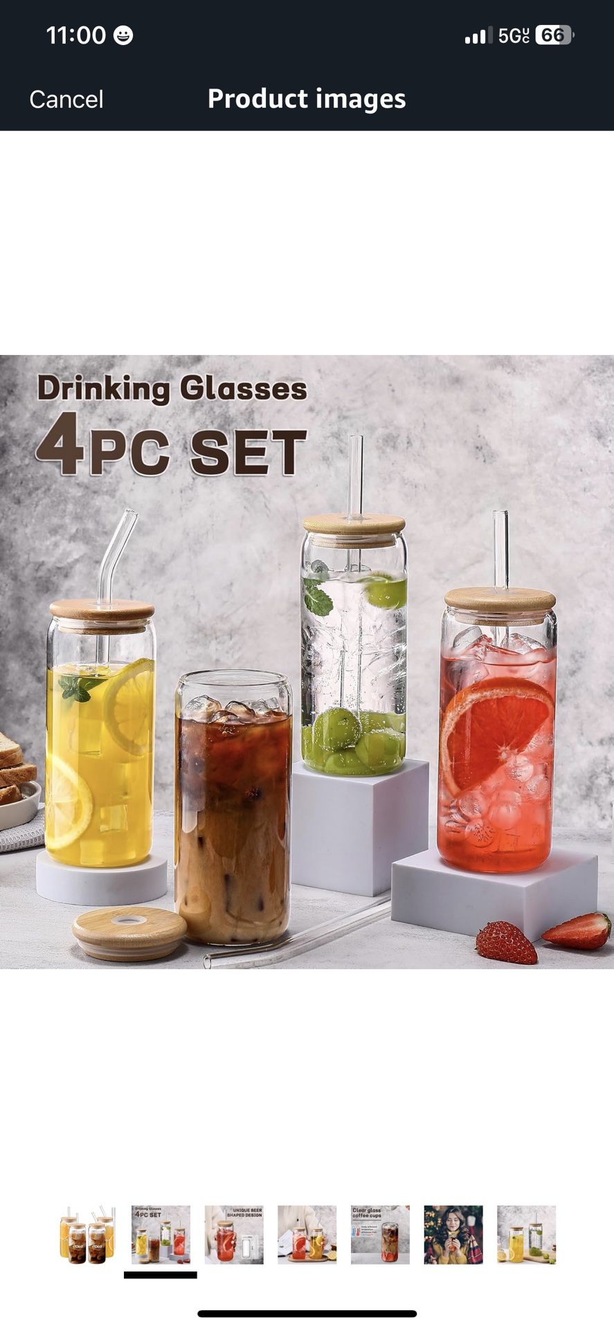 Glass Cups "20oz",Glass Cups with Lids and Straws 4 pcs-DWTS Coffee Cups,Drinking Glasses Set,Glass Tumbler with Straw and Lid