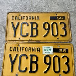 California 1956 Yellow Plates