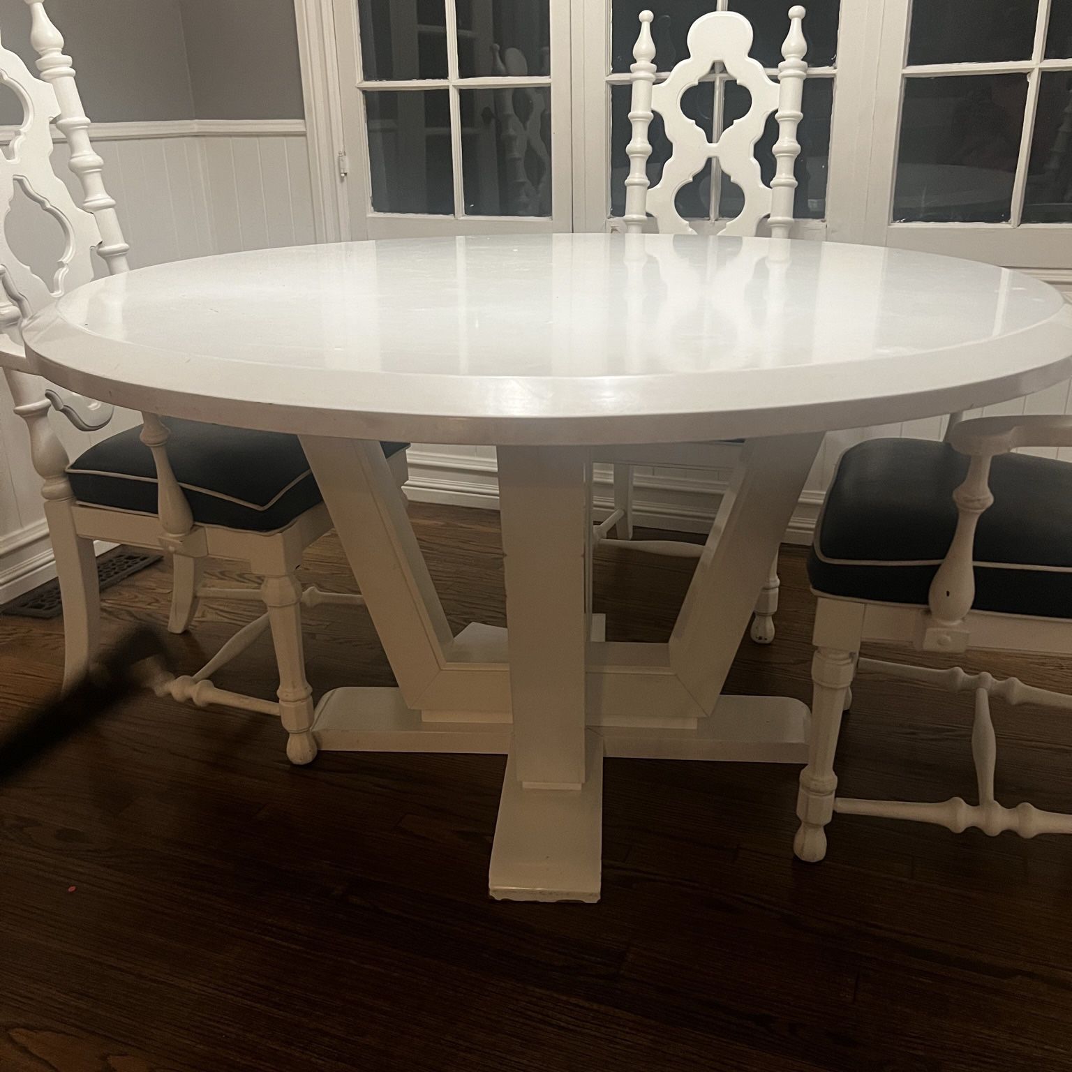 Circular Dining Table - 56” Diameter - Solid Wood, Lacquered White
