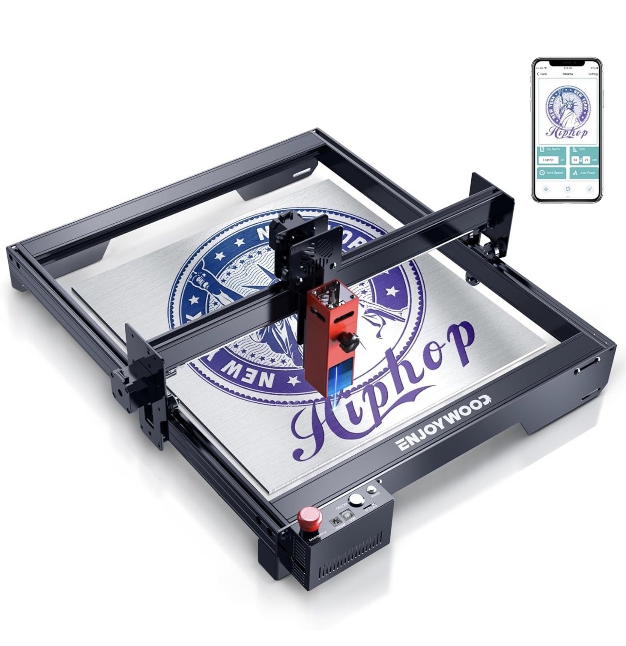 Laser Machine Laser Engraving 10W Output Power Laser Engraving Machine 0.06 * 0.06mm Double Compressed Spot Laser Engraver with Rotary Roller for Wood