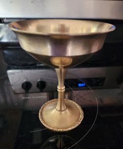 Brass Pedestal vintage cup 6"