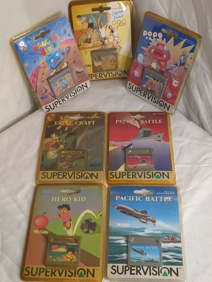 Lot Of 7 Watara Supervision Video Games New Sealed - Hero Kid, Popo Team & More