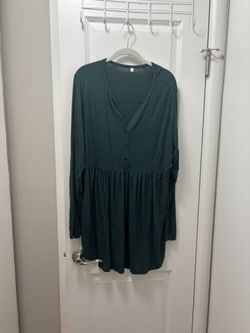 Green Babydoll Long Sleeves Tunic
