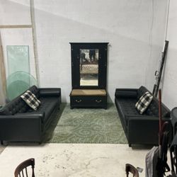 Black Modern Sofa Set (2-Piece) 
