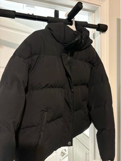 Black Puffer Winter Jacket with hood